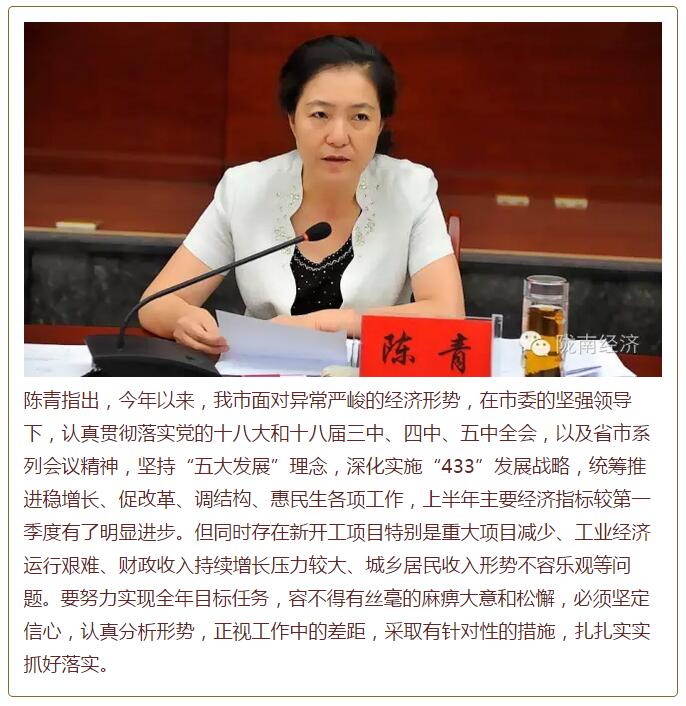 陳青在市政府全體會議上強調(diào)：緊盯一個目標抓好九大任務落實強化三項保障，確保全市經(jīng)濟社會持續(xù)快速發(fā)展